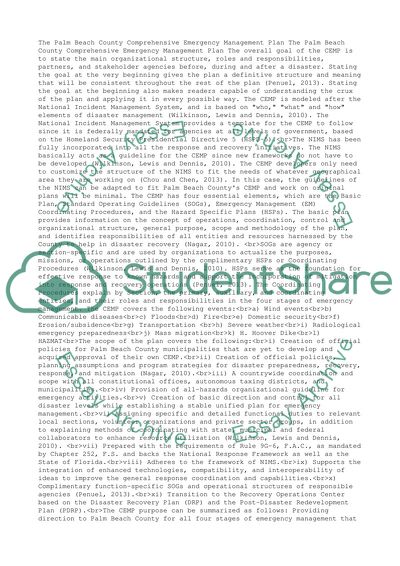 The Palm Beach County Comprehensive Emergency Management Plan