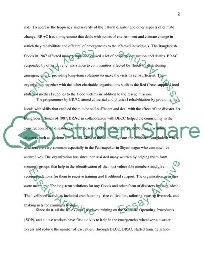 The Work of BRAC and UNISDR Disaster Risk Reduction: Management Bangladesh