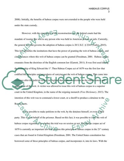 Habeas Corpus and its Applicability in the United States