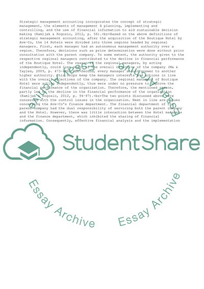 Accounting for Strategic Management - Ave-Co Plc