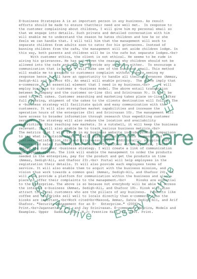 E-business Strategies for Selling Cakes