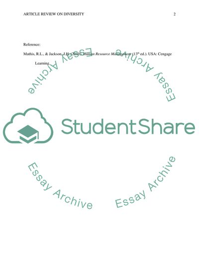 Human Resource Management: Diversity