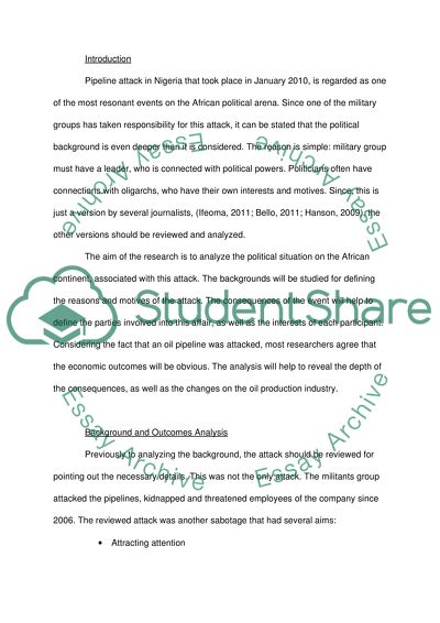 The political situation on the African continent, associated with pipeline attack