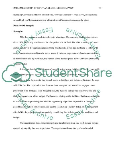 Implementation of SWOT Analysis for Nike Company