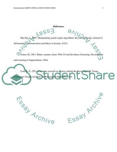 Short Critical Reflection Paper