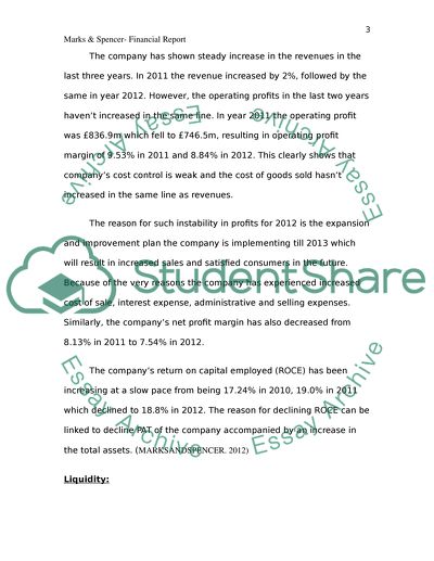 Financial Analysis of M&S