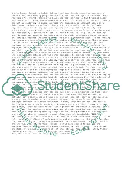 Unfair Labour Practices