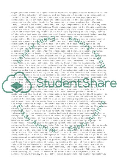 Organisational Behaviours and HRM