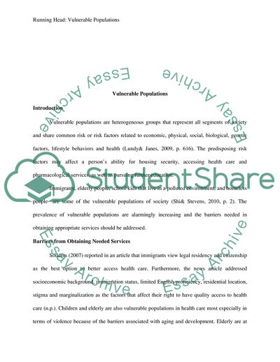 Improving Healthcare for Vulnerable Population