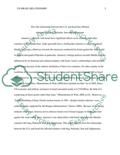 How the Relationship between the US and Israel Has Affected Relations with Iraq, Palestine, Iran