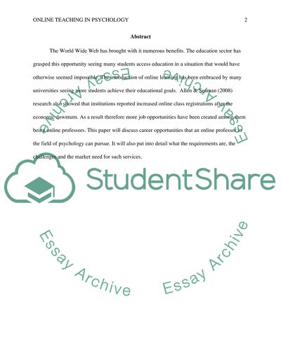 Online Teaching in the Psychology Field