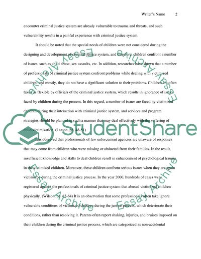 Children Victimology: Issues in the Criminal Justice System