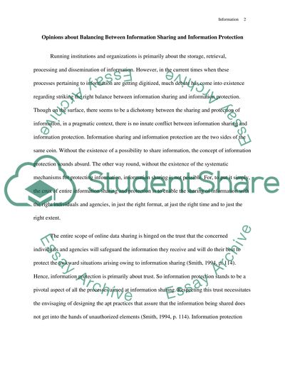 Opinions about balancing between information sharing and information protection