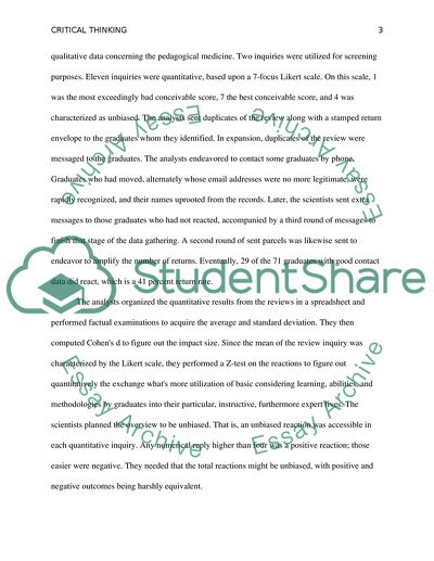 Critical Thinking as a Vital Part of Training and Education