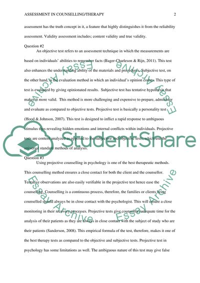 Assessment in Counselling/Therapy