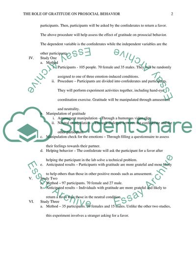 The Role of Gratitude on Prosocial Behavior