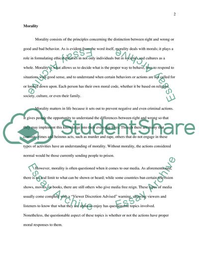 Media: Morality and Why It Matters