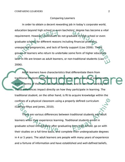 Specifics of Adult Learners