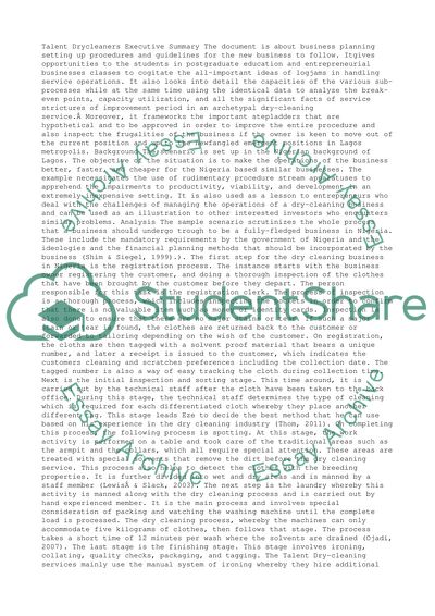 Business - Talent Drycleaners