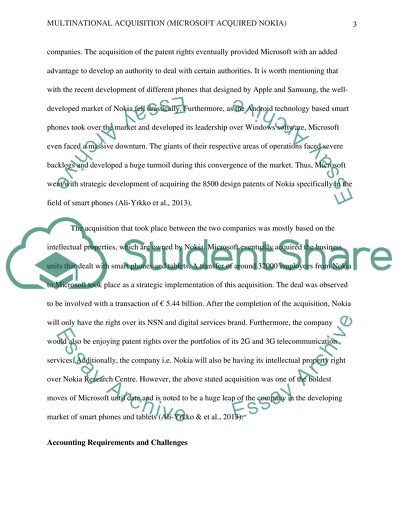 Multinational Acquisition - Microsoft Acquired Nokia