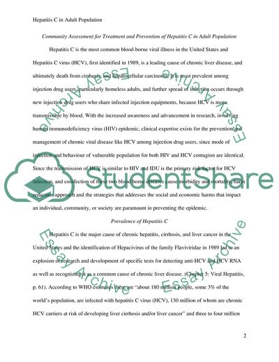 Community Assessment for Treatment and Prevention of Hepatitis C in Adult Population