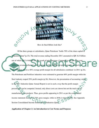 Industries Qatar & Applications of Costing Methods