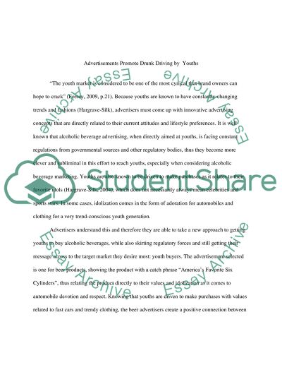 Advertisements promote drunk driving by youths