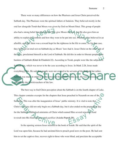 Jesus Disputations with Various Opponents Concerning Sabbath