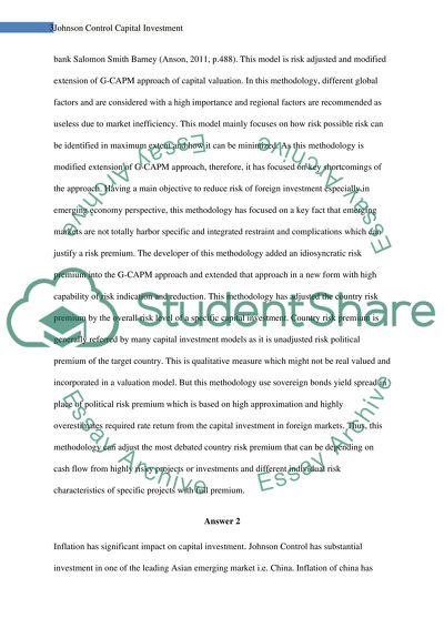 Johnson Control Capital Investment