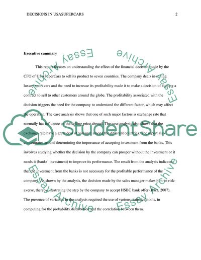 Real Case study: Decisions in USASuperCars
