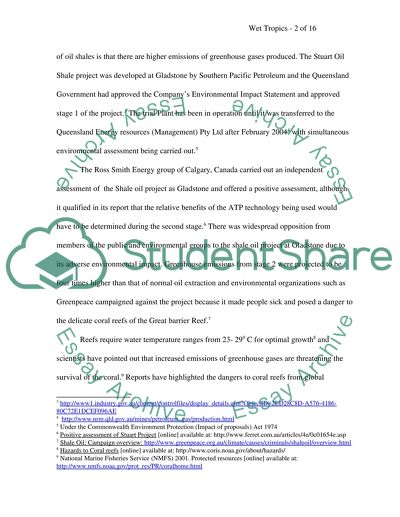 Environmental Issues Arising in the Wet Tropics Area of Queensland