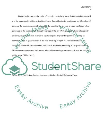 The Use of Necessity in Defense