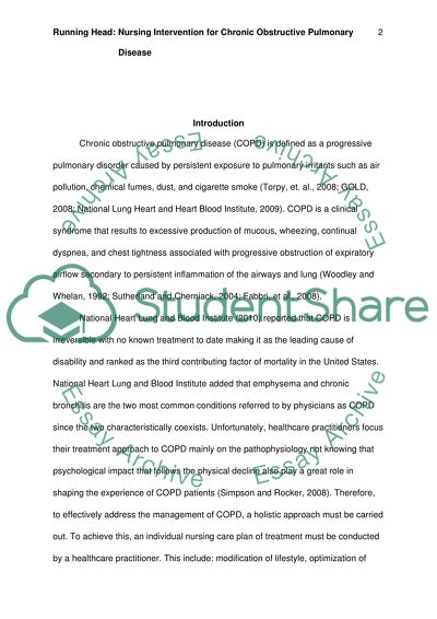 Nursing Intervention for Congestive Pulmonary Disease