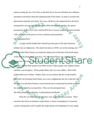 Press Briefing and the Media: Dick Cheney in Afghanistan. White House Press Briefing By Tony Snow