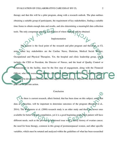 Evaluation of Collaborative Care by CL