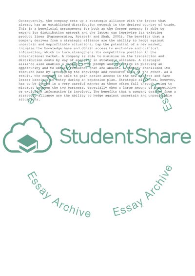 Strategic Alliance between two companies