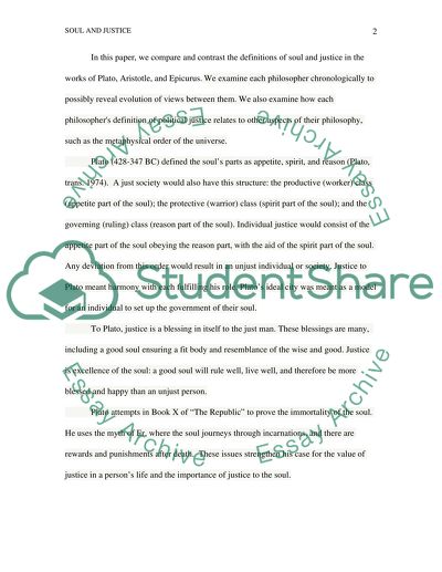 Soul and Justice in the works of Plato, Aristotle and Epicurus