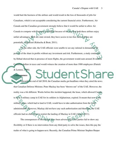 Canadas Dispute with the UAE