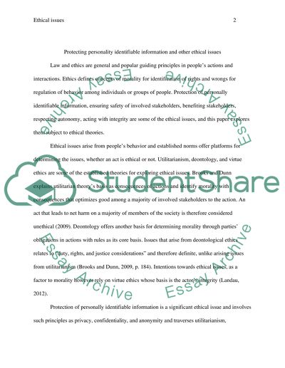 Protecting Personally Identifiable Information and other ethical issues