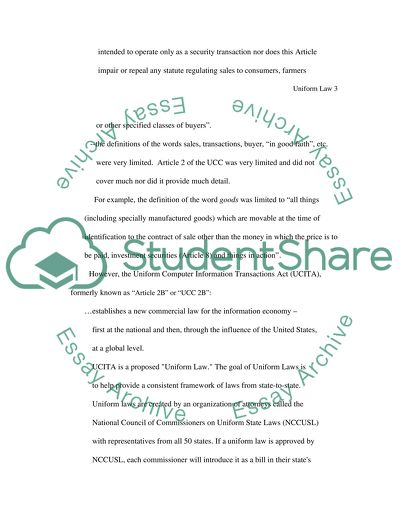 Uniform law for computer info transactions