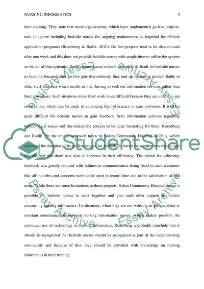 The Role of Bedside Nurses in Informatics