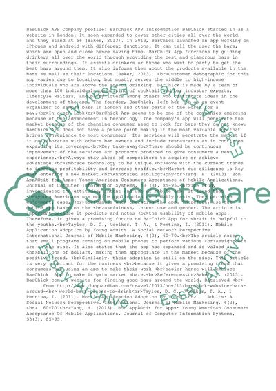 Company profile and Annotated Bibliography