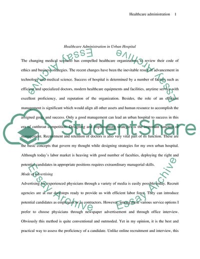 Healthcare Administration in Urban Hospital