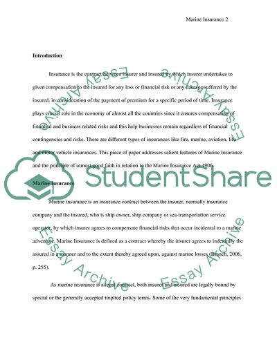 Salient Features of Marine Insurance