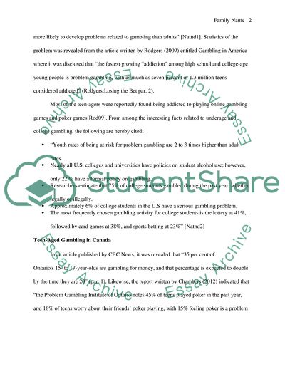 Teen-Aged Gambling in the U.S. and Canada