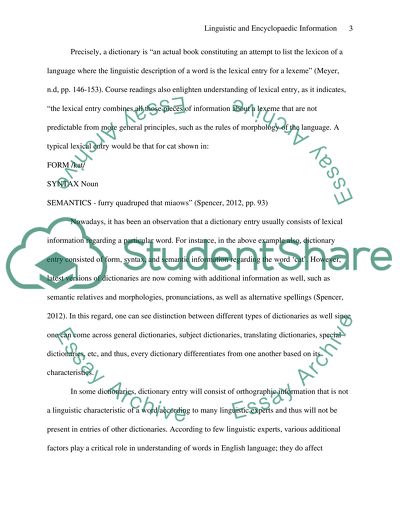 Linguistic and Encylopaedic Information