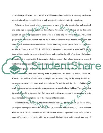 A Definitional Approach to Understanding Child Abuse Etiology