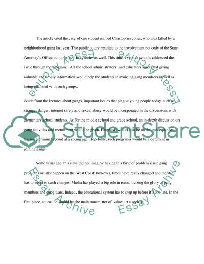 Synopsis on Gang Article