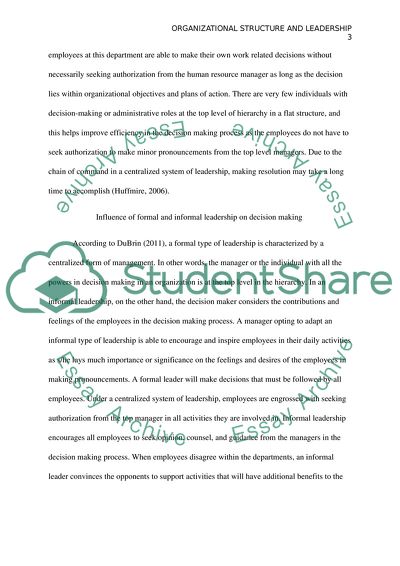 Organizational structure and leaderships