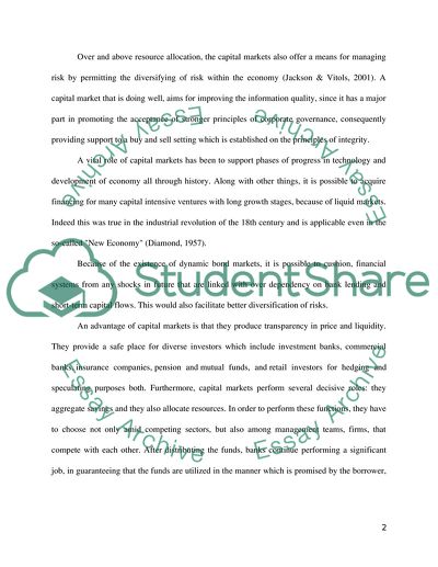 Capital Markets: Exchange of Funds